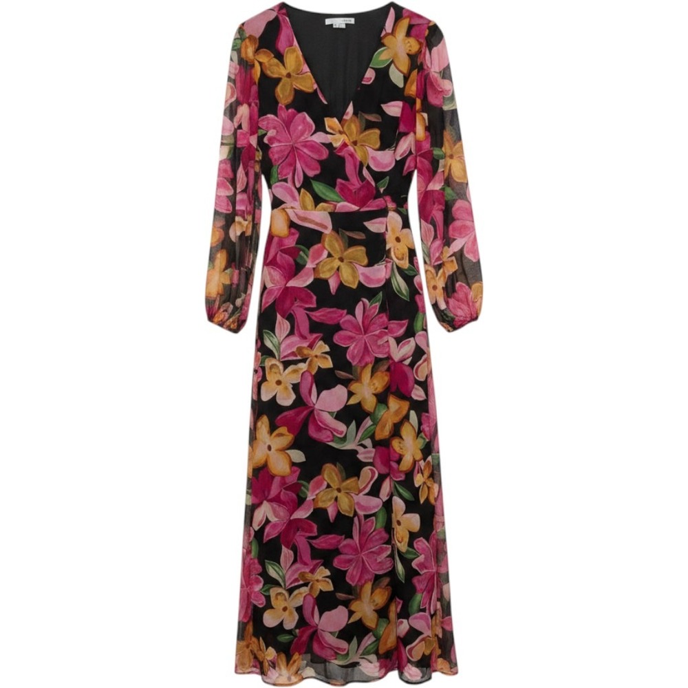 Baltic Born Maxi Dress Women Medium Black Floral Wedding Long Sleeve Wrap Skirt